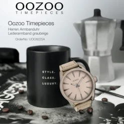 Oozoo Herren Armbanduhr Timepieces Analog Leder graubeige UOC8225A