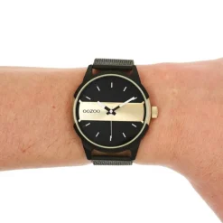 Oozoo Herren Armbanduhr Timepieces Analog Metall Mesh schwarz UOC11108