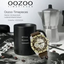 Oozoo Herren Armbanduhr Timepieces Analog Leder braun UOC6433A
