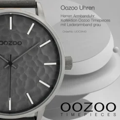 Oozoo Herren Armbanduhr Timepieces C9440 Quarzwerk Leder grau UOC9440