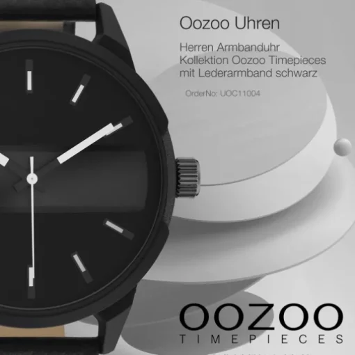 Oozoo Herren Armbanduhr Timepieces C11004 Analog Leder schwarz UOC11004