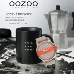 Oozoo Herren Armbanduhr Timepieces Analog Leder sand UOC11230