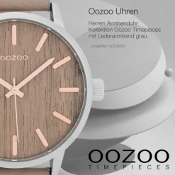 Oozoo Herren Armbanduhr Timepieces C9257 Quarzwerk Leder grau UOC9257