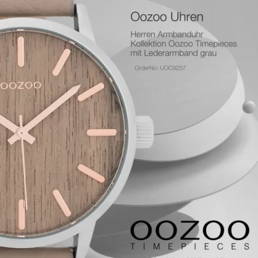 Oozoo Herren Armbanduhr Timepieces C9257 Quarzwerk Leder grau UOC9257