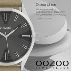 Oozoo Herren Armbanduhr Timepieces Analog Leder dunkelgrau UOC10021