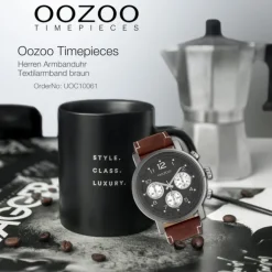 Oozoo Herren Armbanduhr Timepieces Analog Textil braun UOC10061