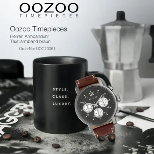 Oozoo Herren Armbanduhr Timepieces Analog Textil braun UOC10061
