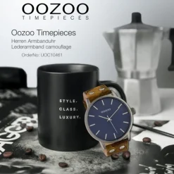 Oozoo Herren Armbanduhr Timepieces Analog Leder camouflage gelb UOC10461