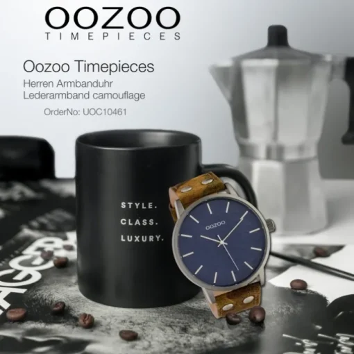 Oozoo Herren Armbanduhr Timepieces Analog Leder camouflage gelb UOC10461