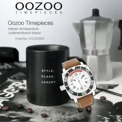 Oozoo Herren Armbanduhr Timepieces Analog Leder braun UOC2280A
