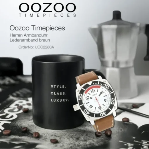 Oozoo Herren Armbanduhr Timepieces Analog Leder braun UOC2280A