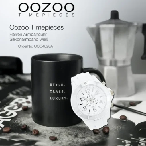 Oozoo Herren Armbanduhr Timepieces Analog Silikon weiß UOC4820A