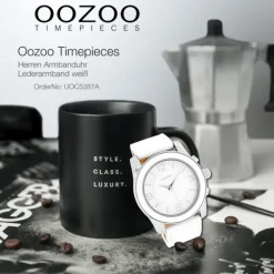 Oozoo Herren Armbanduhr Timepieces Analog Leder weiß UOC5387A