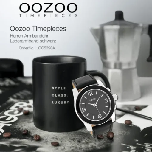 Oozoo Herren Armbanduhr Timepieces Analog Leder schwarz UOC5390A