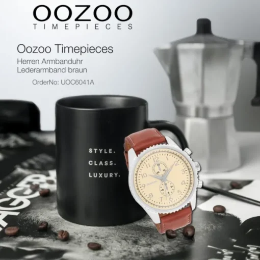 Oozoo Herren Armbanduhr Timepieces Analog Leder braun UOC6041A