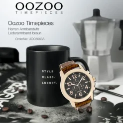 Oozoo Herren Armbanduhr Timepieces Analog Leder braun UOC6063A