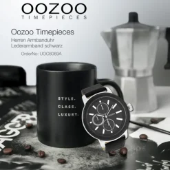 Oozoo Herren Armbanduhr Timepieces Analog Leder schwarz UOC6069A