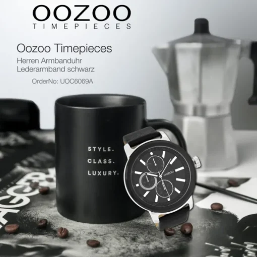 Oozoo Herren Armbanduhr Timepieces Analog Leder schwarz UOC6069A
