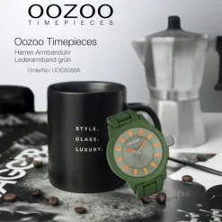 Oozoo Herren Armbanduhr Timepieces Analog Leder grün UOC6088A