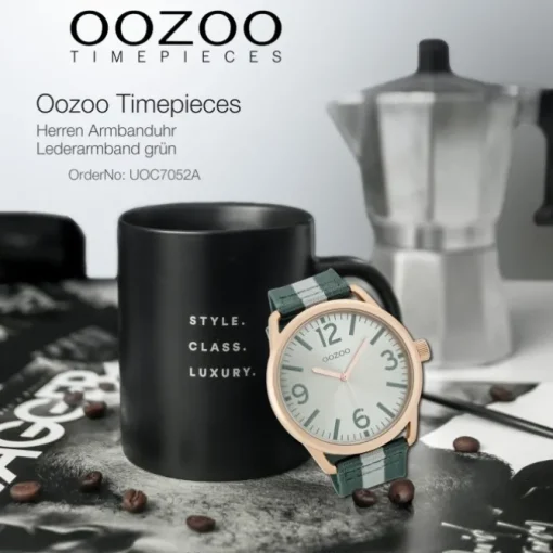Oozoo Herren Armbanduhr Timepieces Analog Leder grün UOC7052A