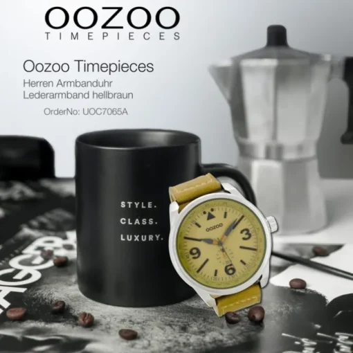 Oozoo Herren Armbanduhr Timepieces Analog Leder hellbraun UOC7065A