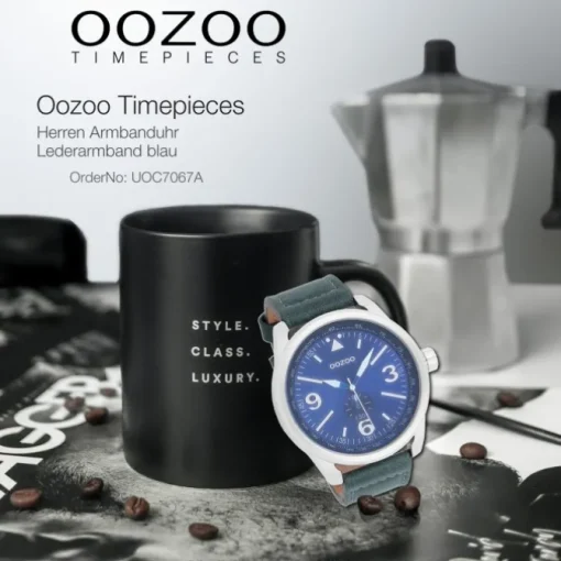 Oozoo Herren Armbanduhr Timepieces Analog Leder blau UOC7067A