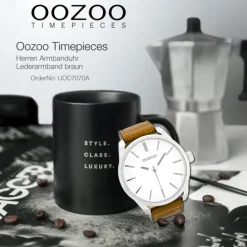 Oozoo Herren Armbanduhr Timepieces Analog Leder braun UOC7070A