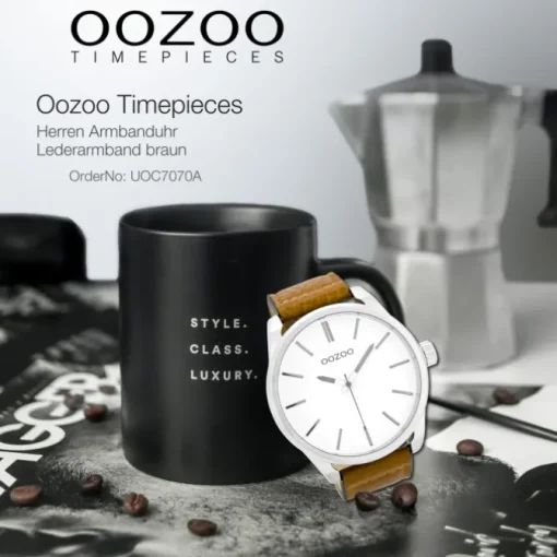 Oozoo Herren Armbanduhr Timepieces Analog Leder braun UOC7070A