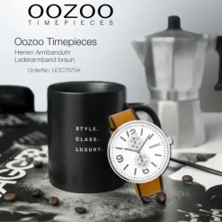 Oozoo Herren Armbanduhr Timepieces Analog Leder braun UOC7075A