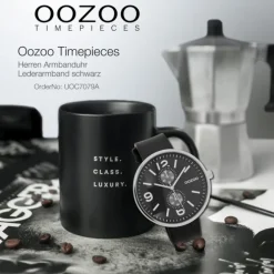 Oozoo Herren Armbanduhr Timepieces Analog Leder schwarz UOC7079A