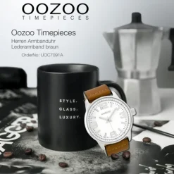 Oozoo Herren Armbanduhr Timepieces Analog Leder braun UOC7091A