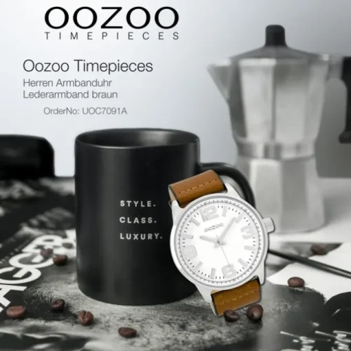 Oozoo Herren Armbanduhr Timepieces Analog Leder braun UOC7091A