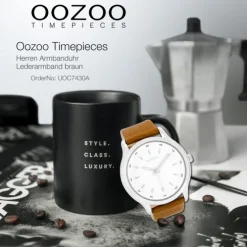 Oozoo Herren Armbanduhr Timepieces Analog Leder braun UOC7430A
