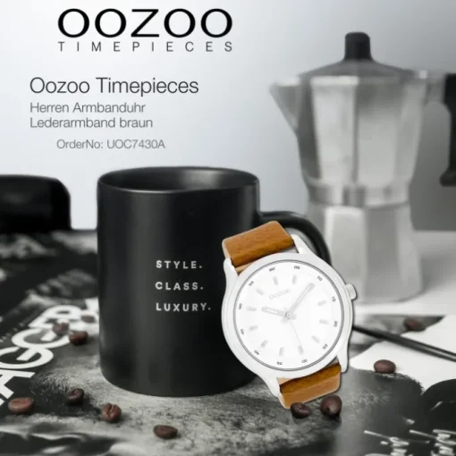 Oozoo Herren Armbanduhr Timepieces Analog Leder braun UOC7430A