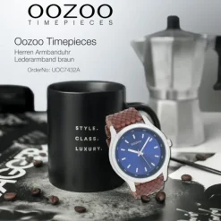 Oozoo Herren Armbanduhr Timepieces Analog Leder braun UOC7432A