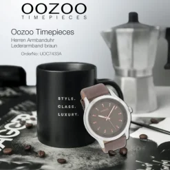 Oozoo Herren Armbanduhr Timepieces Analog Leder braun UOC7433A