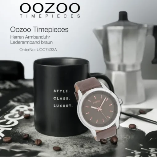 Oozoo Herren Armbanduhr Timepieces Analog Leder braun UOC7433A