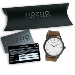 Oozoo Herren Armbanduhr Timepieces Analog Leder dunkelbraun UOC9011A
