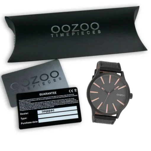Oozoo Herren Armbanduhr Timepieces Analog Leder schwarz UOC9043A