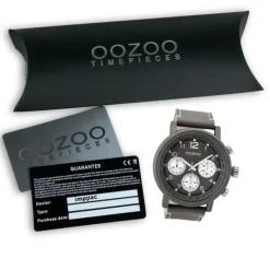 Oozoo Herren Armbanduhr Timepieces C9458A Analog Leder grau UOC9458A