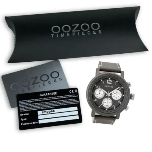 Oozoo Herren Armbanduhr Timepieces C9458A Analog Leder grau UOC9458A