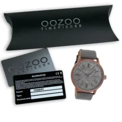 Oozoo Herren Armbanduhr Timepieces Analog Leder grau UOC9408A