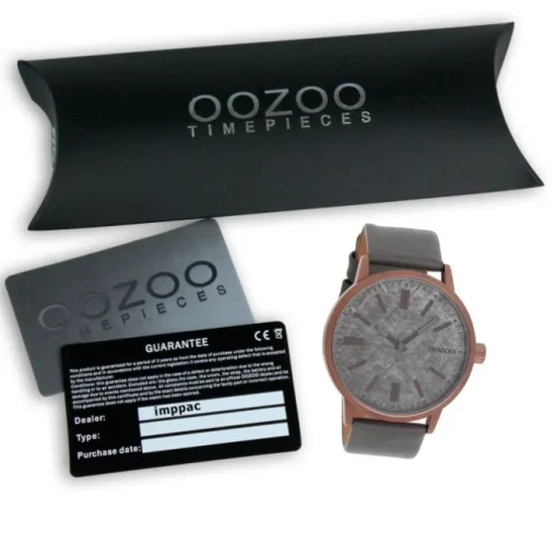 Oozoo Herren Armbanduhr Timepieces Analog Leder grau UOC9408A