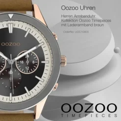Oozoo Herren Armbanduhr Timepieces C10800 Analog Leder braun UOC10800