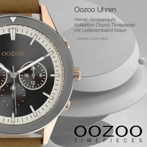 Oozoo Herren Armbanduhr Timepieces C10800 Analog Leder braun UOC10800