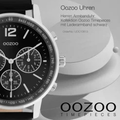 Oozoo Herren Armbanduhr Timepieces C10813 Analog Leder schwarz UOC10813