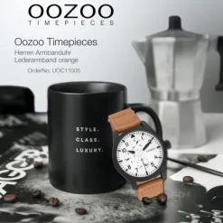 Oozoo Herren Armbanduhr Timepieces C11005 Analog Leder orange UOC11005