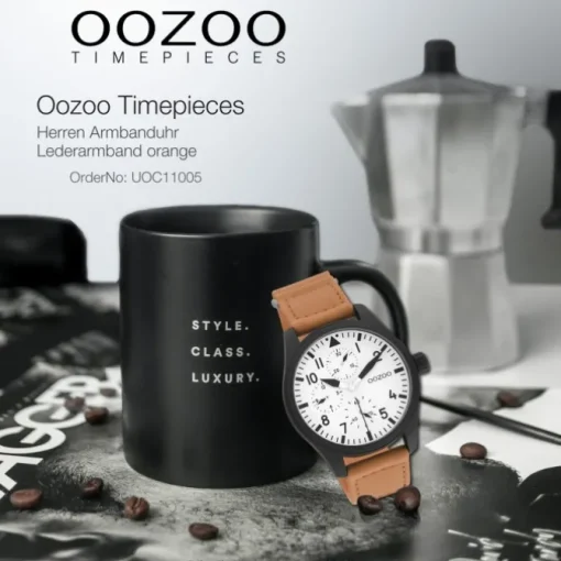 Oozoo Herren Armbanduhr Timepieces C11005 Analog Leder orange UOC11005