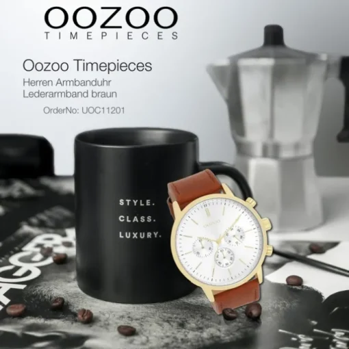 Oozoo Herren Armbanduhr Timepieces Analog Leder braun UOC11201