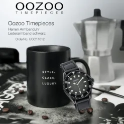 Oozoo Herren Armbanduhr Timepieces C11012 Analog Leder schwarz UOC11012